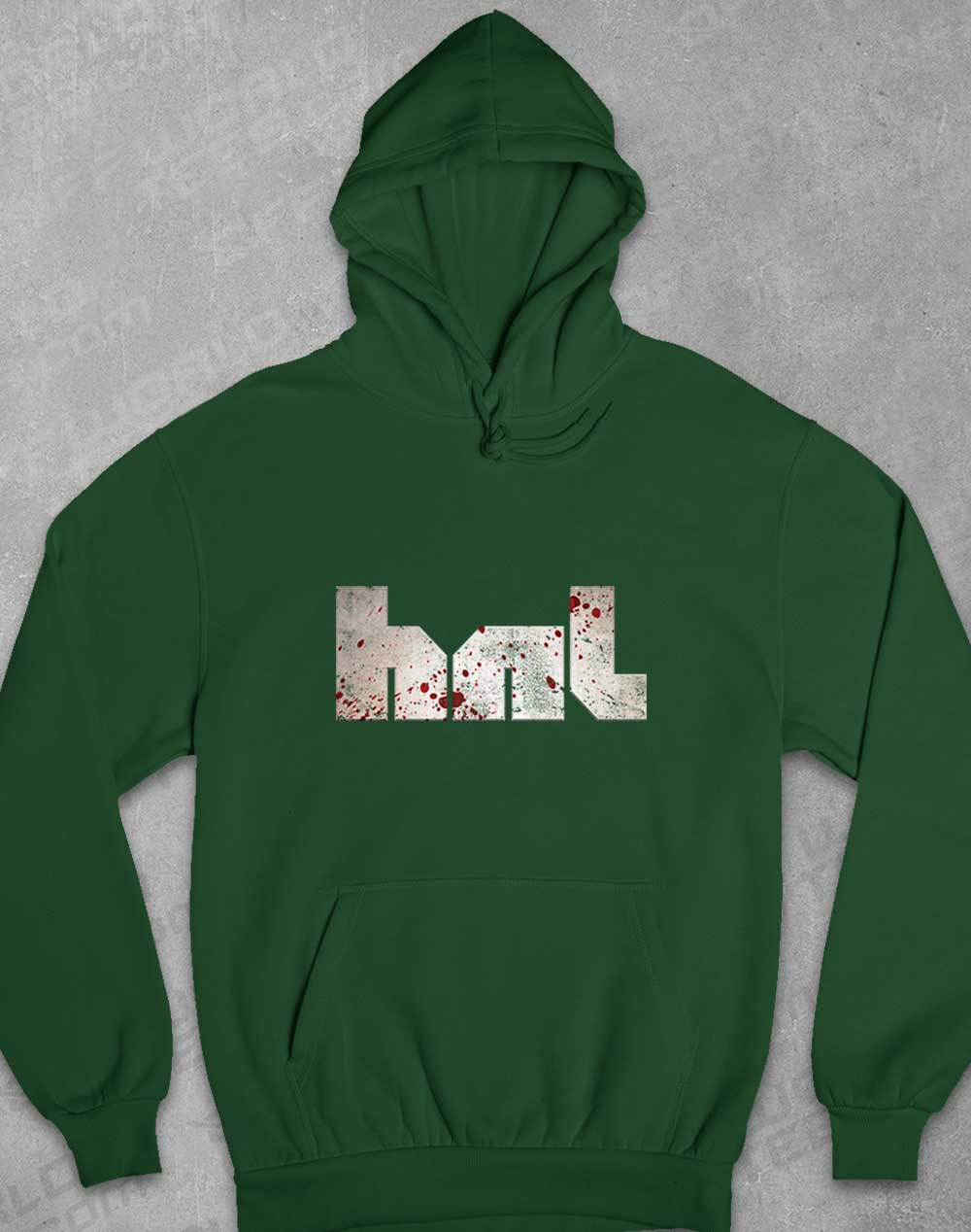 Bottle Green - HNL Distressed Bloddy Logo Hoodie