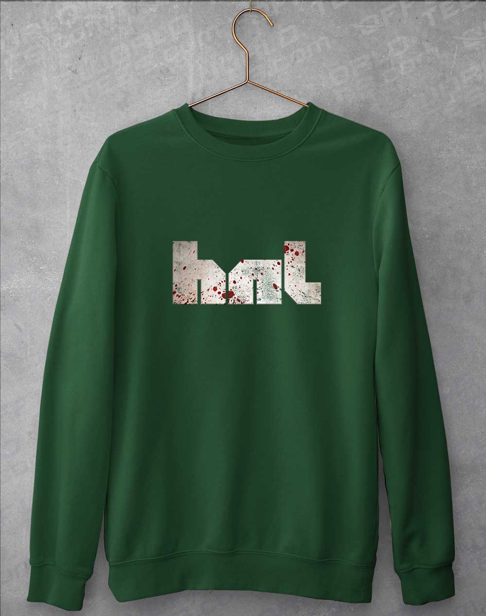 Bottle Green - HNL Distressed Bloddy Logo Sweatshirt