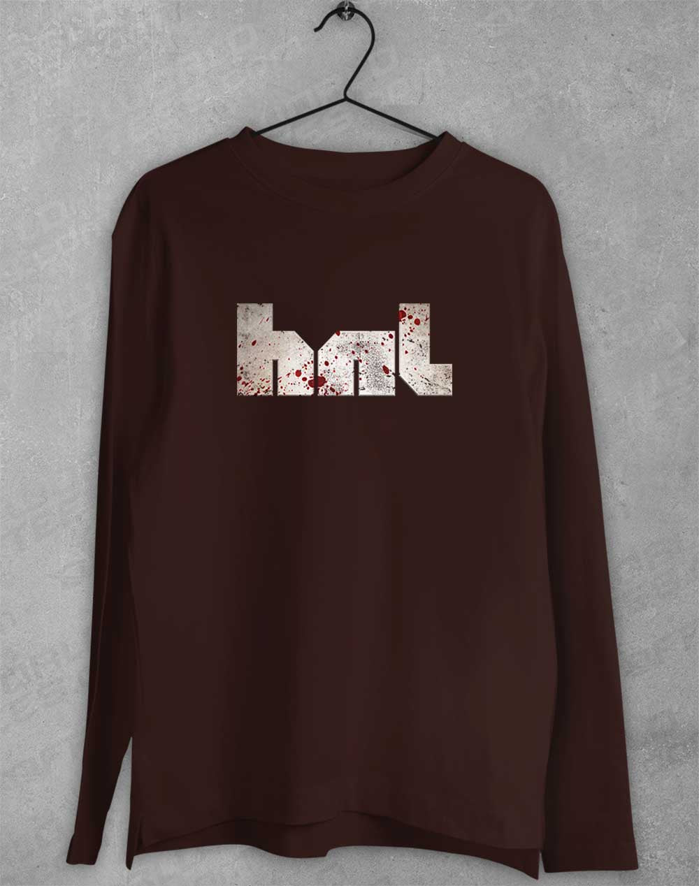 Dark Chocolate - HNL Distressed Bloddy Logo Long Sleeve T-Shirt