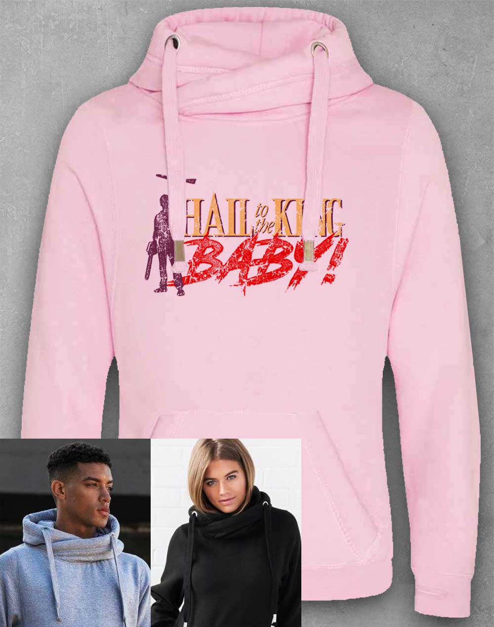 Baby Pink - Hail to the King Baby Chunky Cross Neck Hoodie