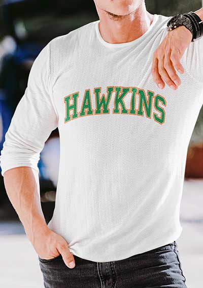 Hawkins High Arched Logo Long Sleeve T-Shirt