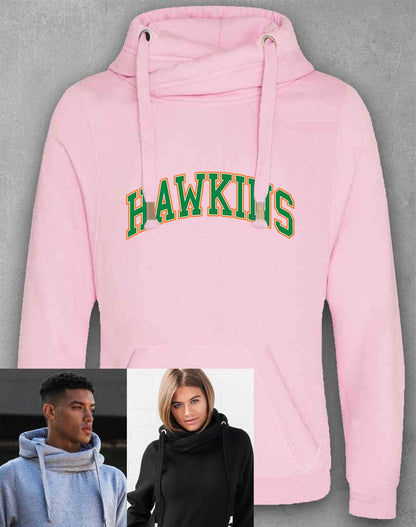 Baby Pink - Hawkins High Arched Logo Chunky Cross Neck Hoodie
