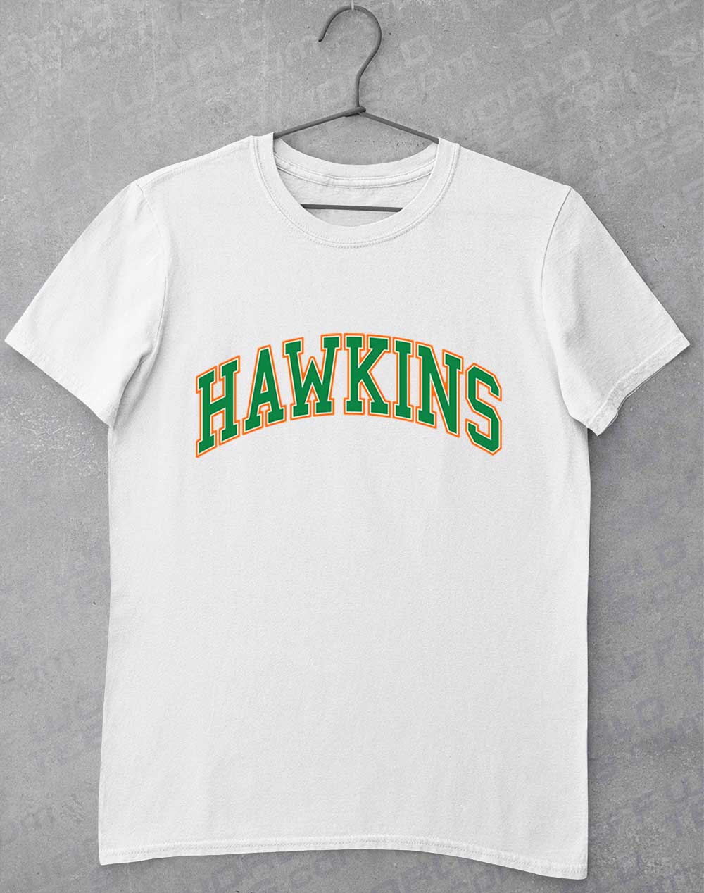 White - Hawkins High Arched Logo T-Shirt