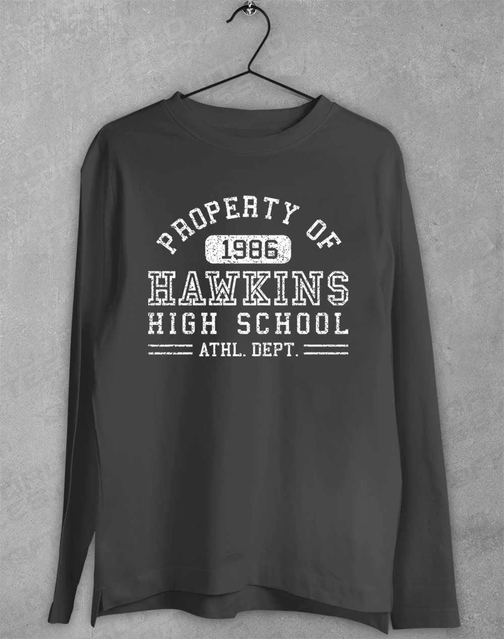Charcoal - Hawkins High School Athletics 1986 Long Sleeve T-Shirt
