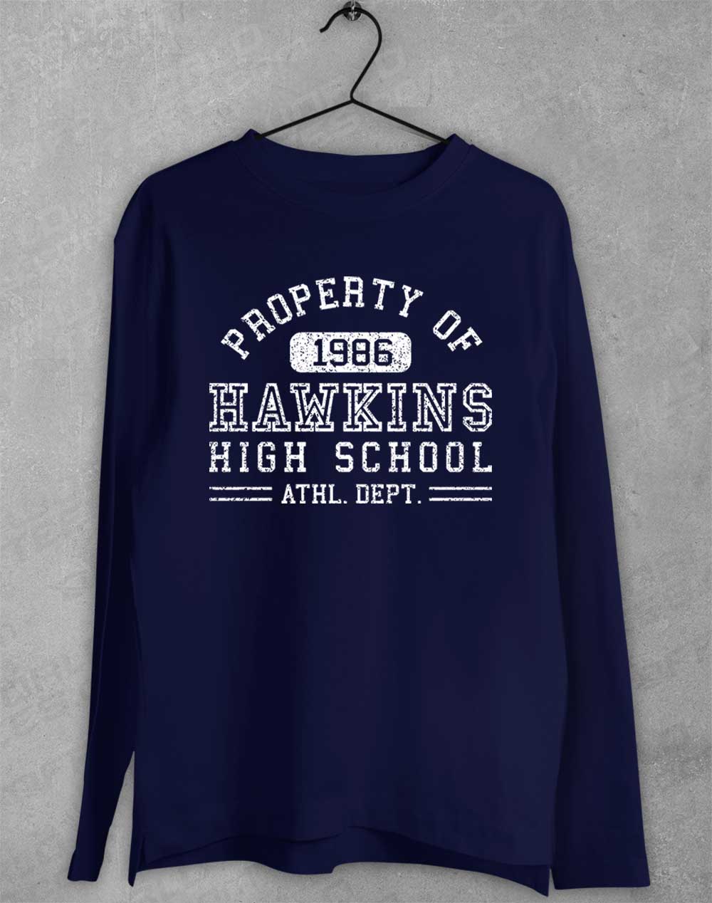 Navy - Hawkins High School Athletics 1986 Long Sleeve T-Shirt