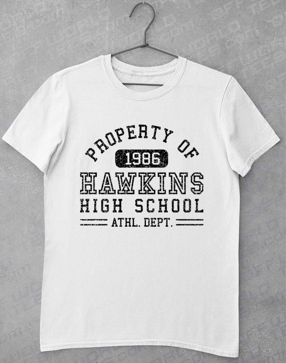 White - Hawkins High School Athletics 1986 T-Shirt