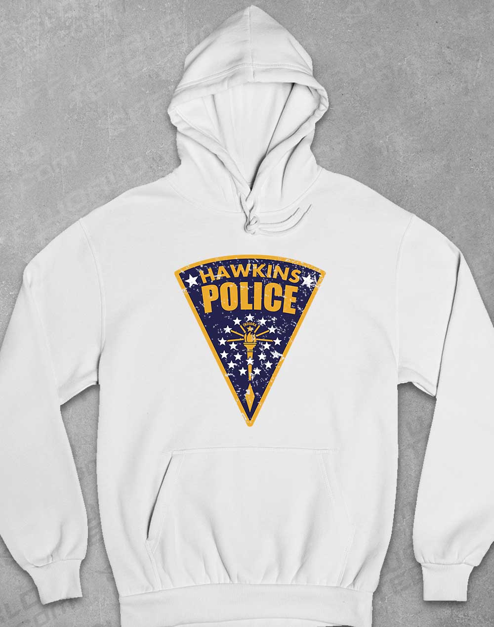 Arctic White - Hawkins Police Shield Logo Hoodie
