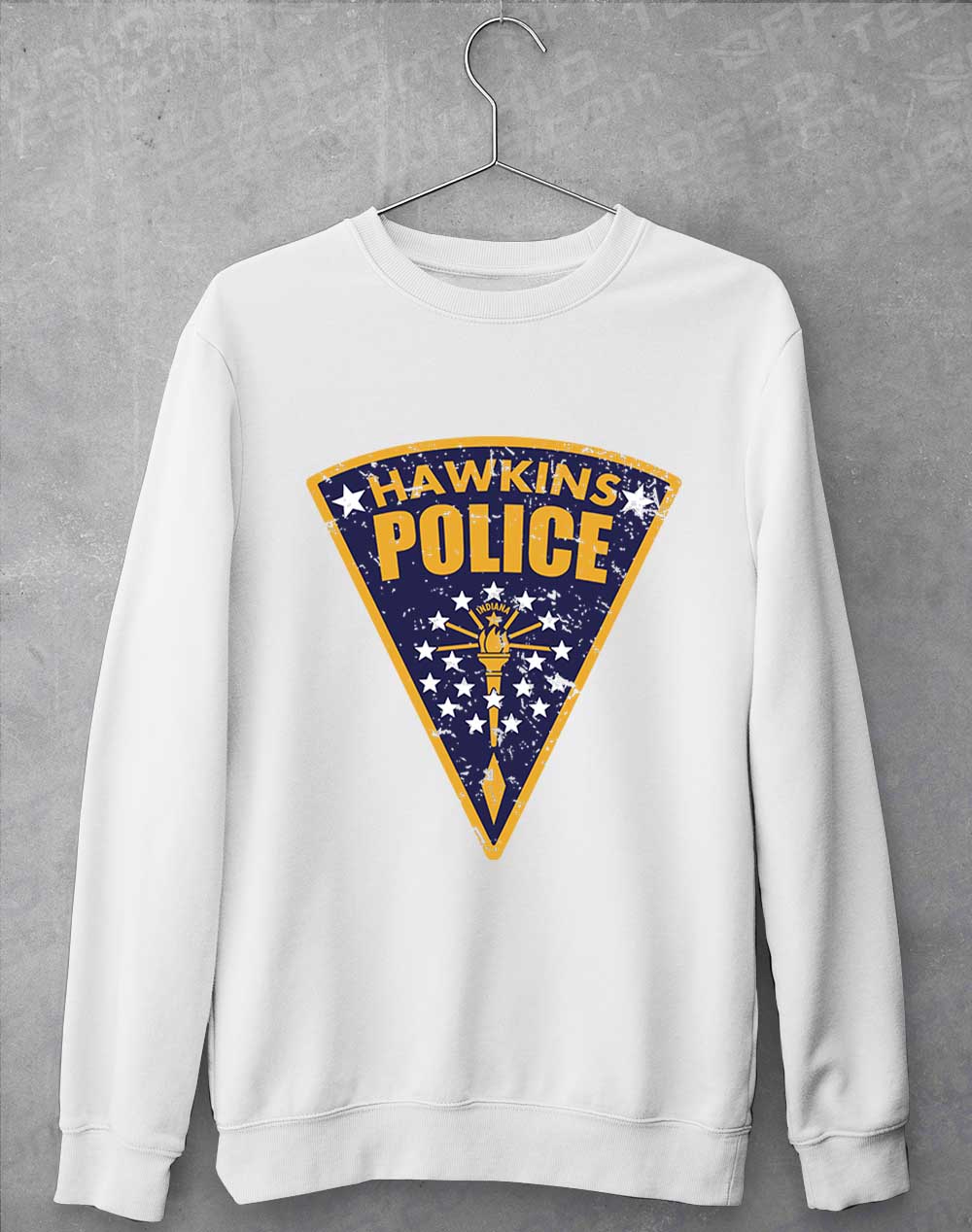 Arctic White - Hawkins Police Shield Logo Sweatshirt