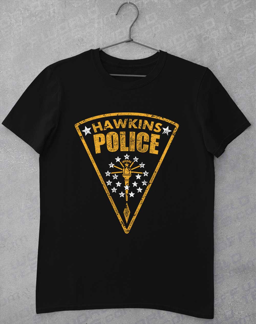 Black - Hawkins Police Shield Logo T-Shirt