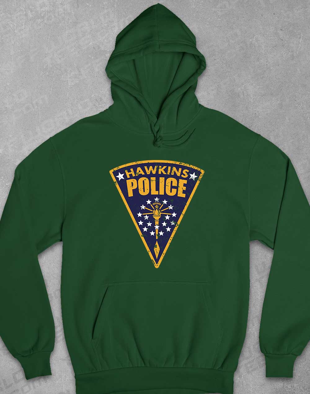 Bottle Green - Hawkins Police Shield Logo Hoodie