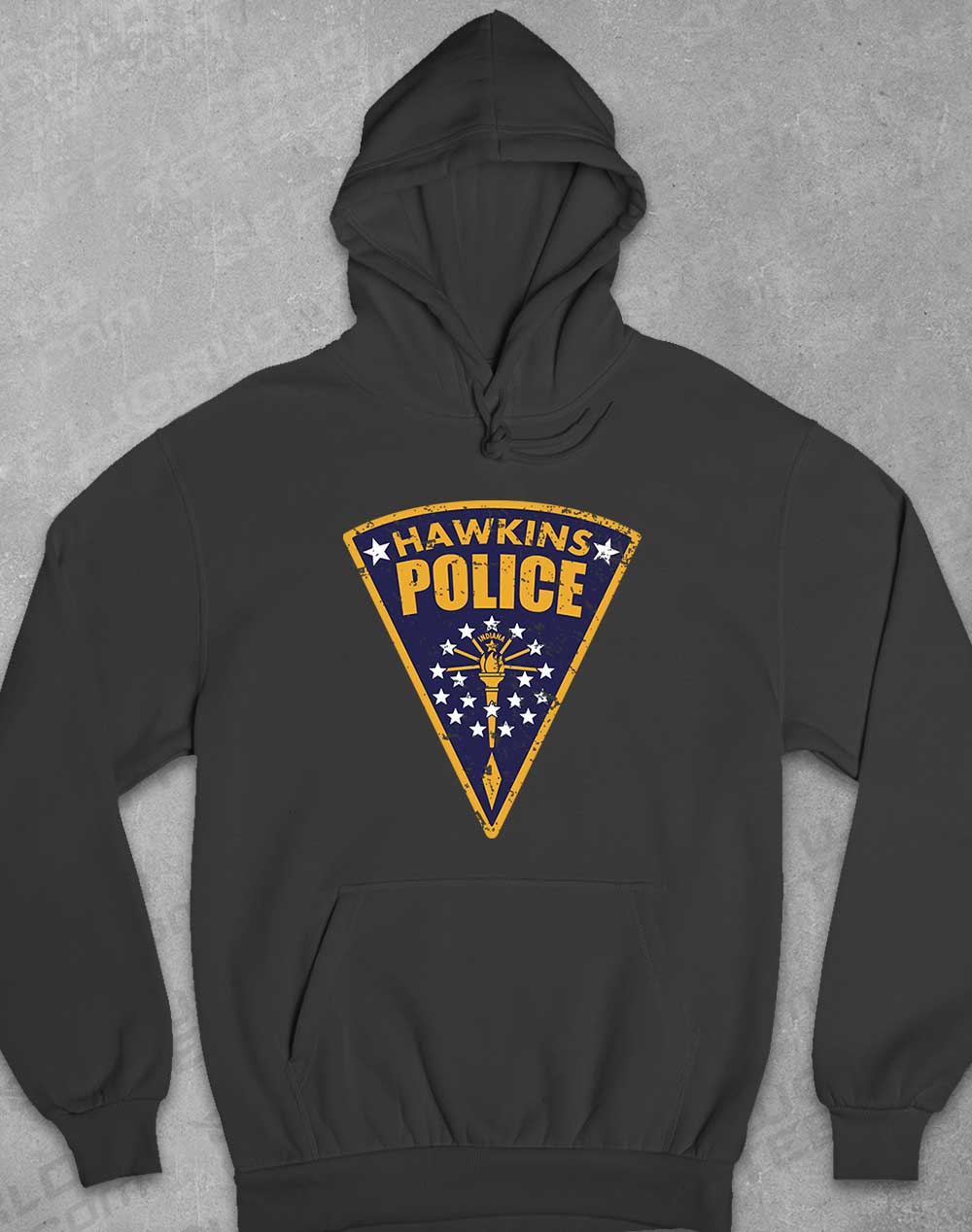Charcoal - Hawkins Police Shield Logo Hoodie