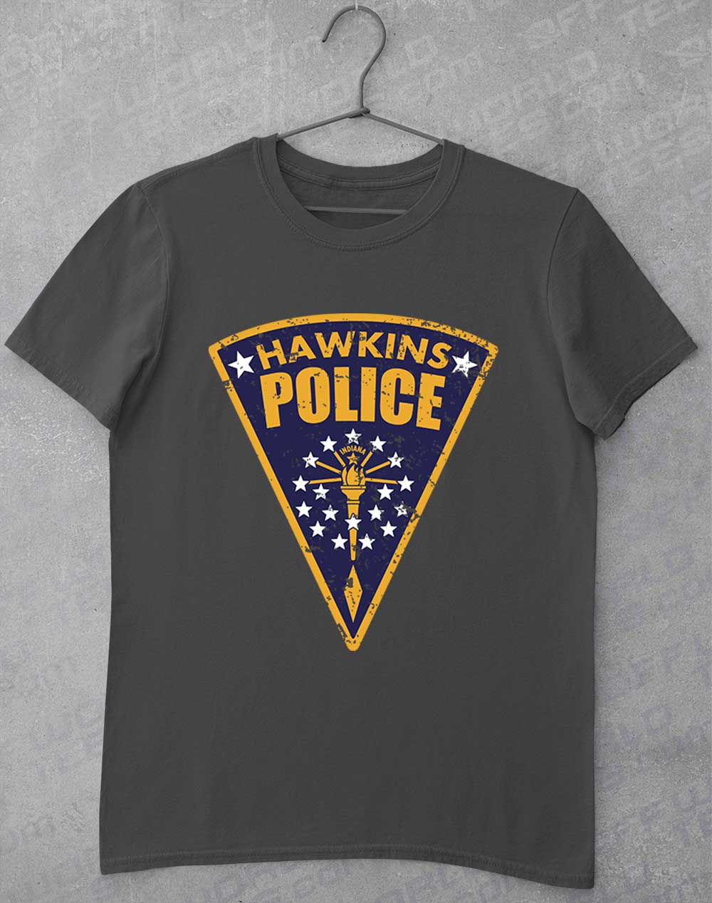Charcoal - Hawkins Police Shield Logo T-Shirt