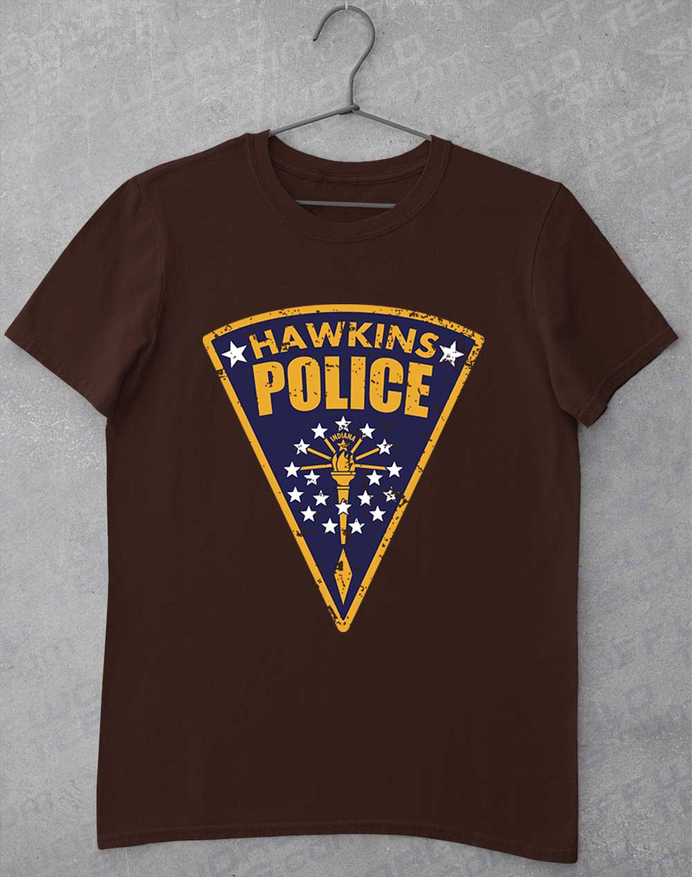 Dark Chocolate - Hawkins Police Shield Logo T-Shirt