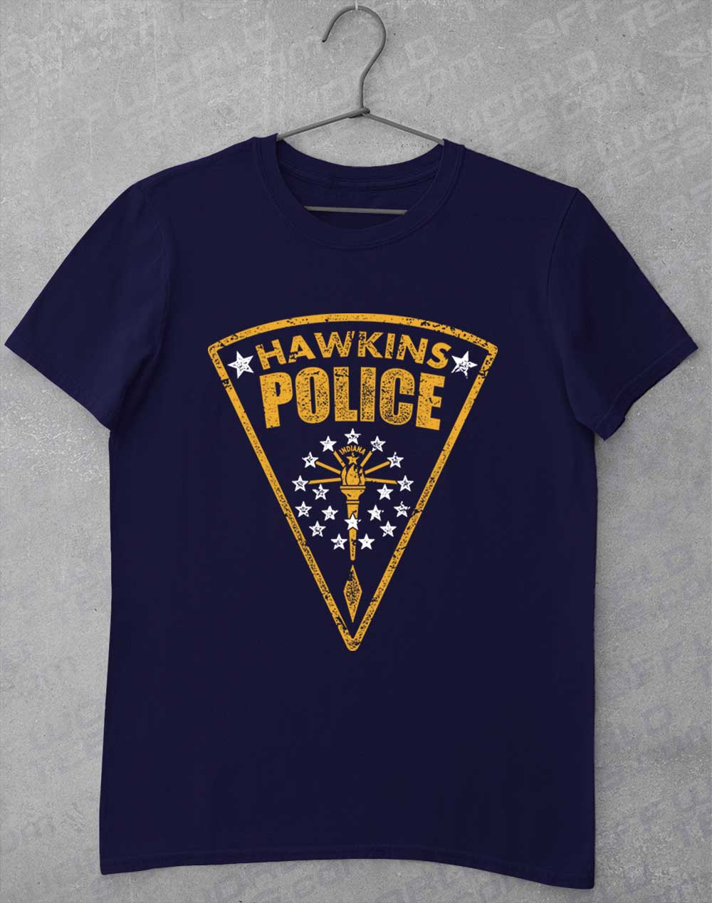 Navy - Hawkins Police Shield Logo T-Shirt
