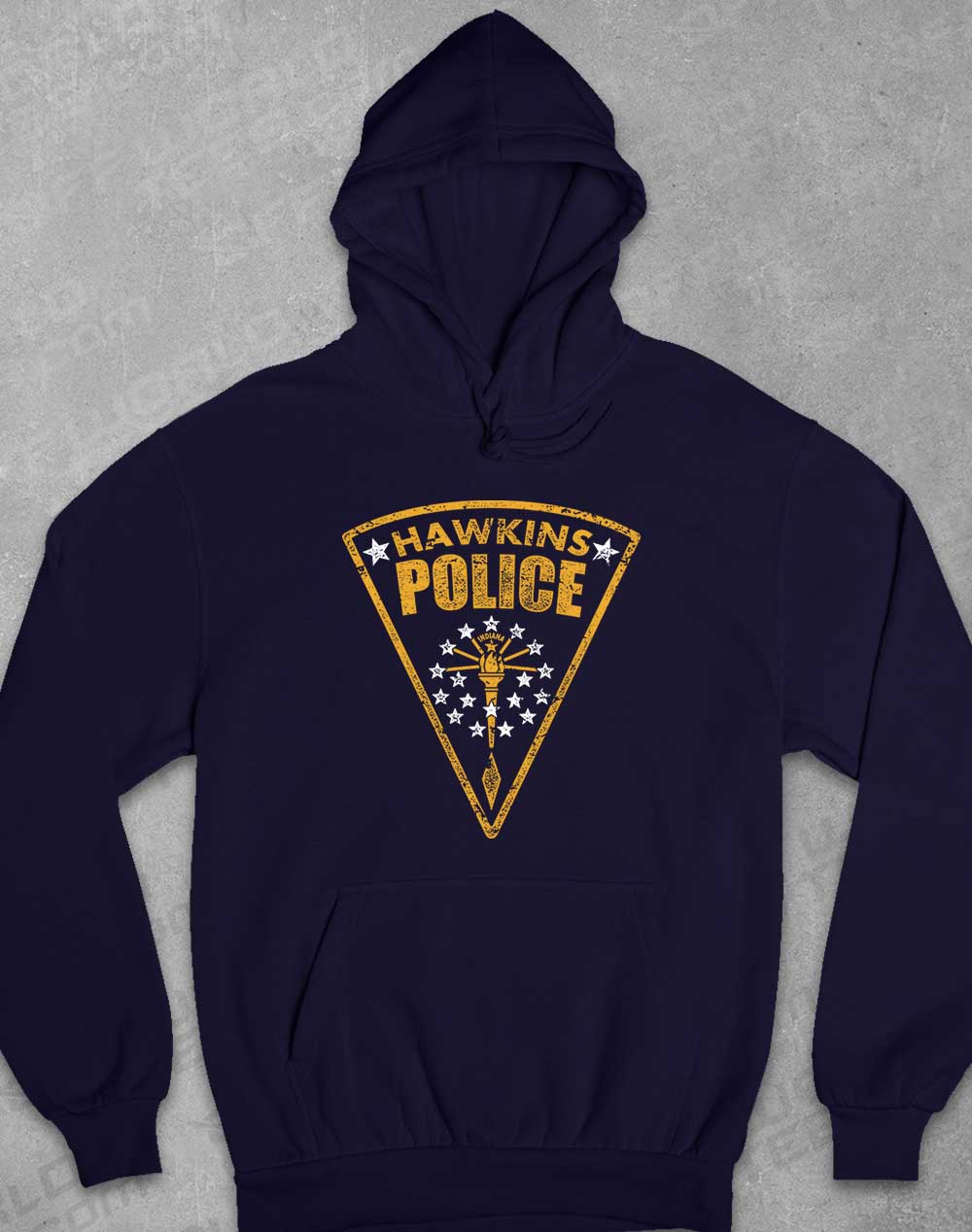Oxford Navy - Hawkins Police Shield Logo Hoodie