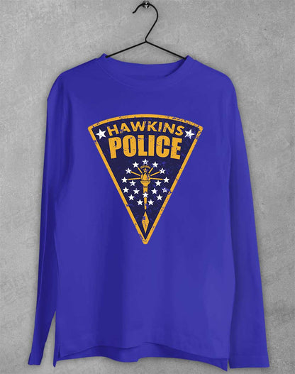Royal - Hawkins Police Shield Logo Long Sleeve T-Shirt