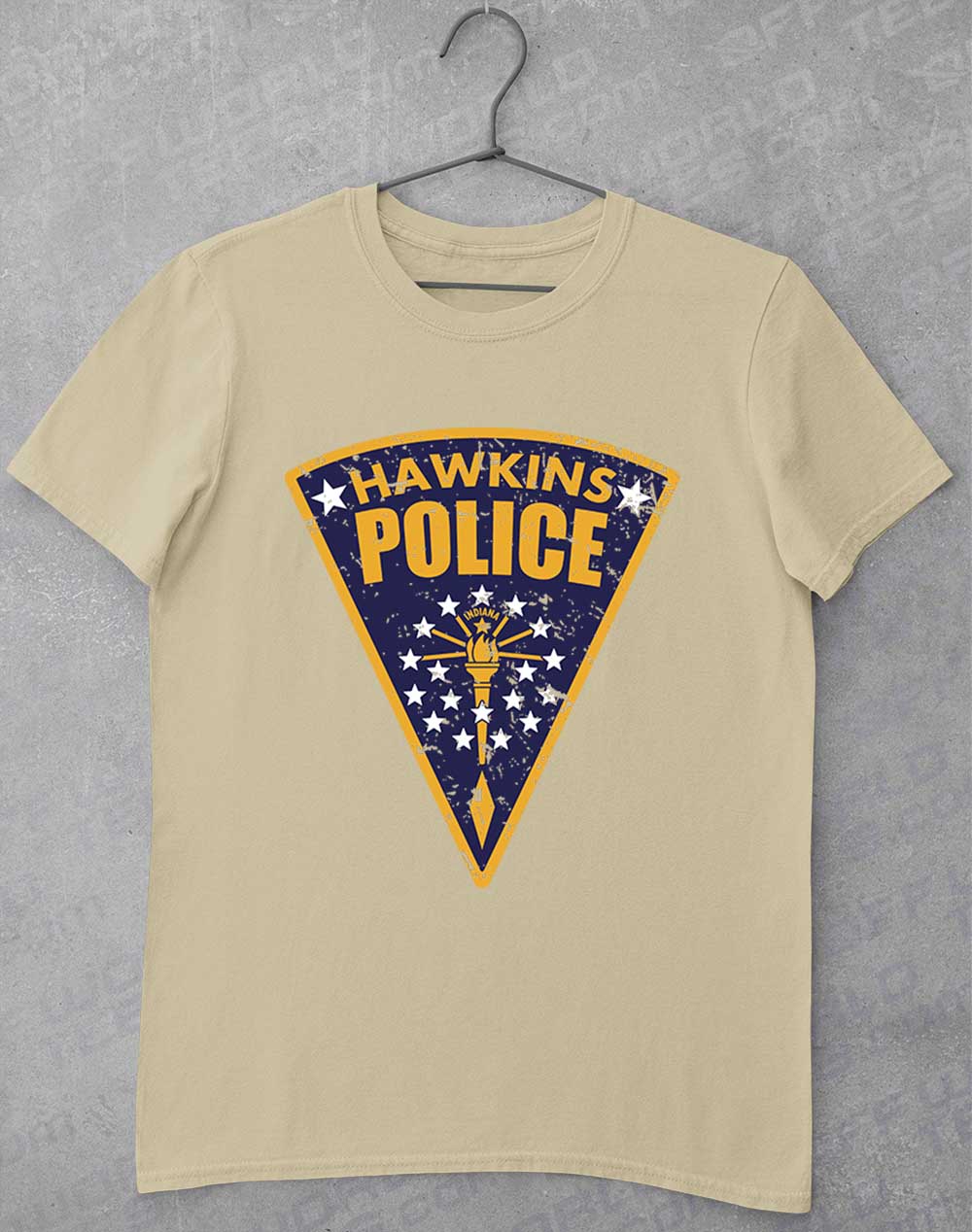 Sand - Hawkins Police Shield Logo T-Shirt