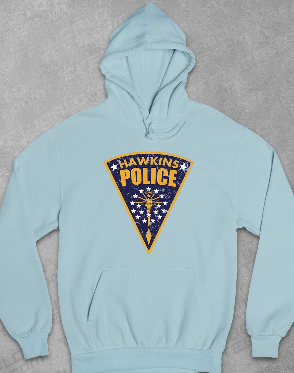 Sky Blue - Hawkins Police Shield Logo Hoodie