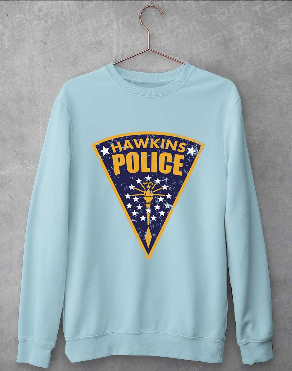 Sky Blue - Hawkins Police Shield Logo Sweatshirt