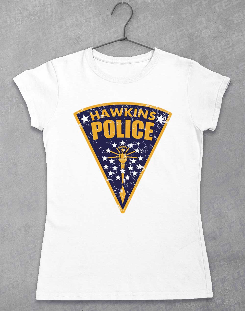 White - Hawkins Police Shield Logo Women's T-Shirt
