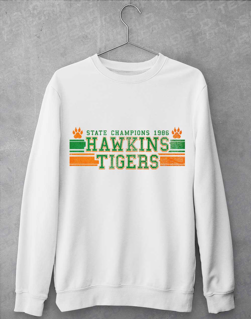 Arctic White - Hawkins Tigers State Champs 1986 Sweatshirt