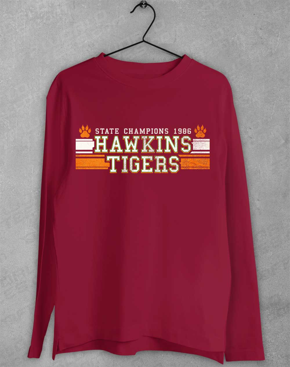 Cardinal Red - Hawkins Tigers State Champs 1986 Long Sleeve T-Shirt