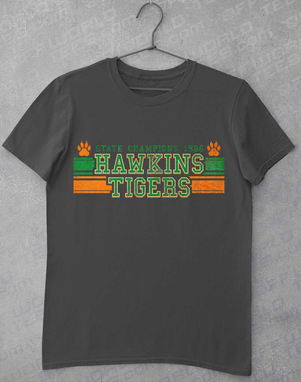 Charcoal - Hawkins Tigers State Champs 1986 T-Shirt