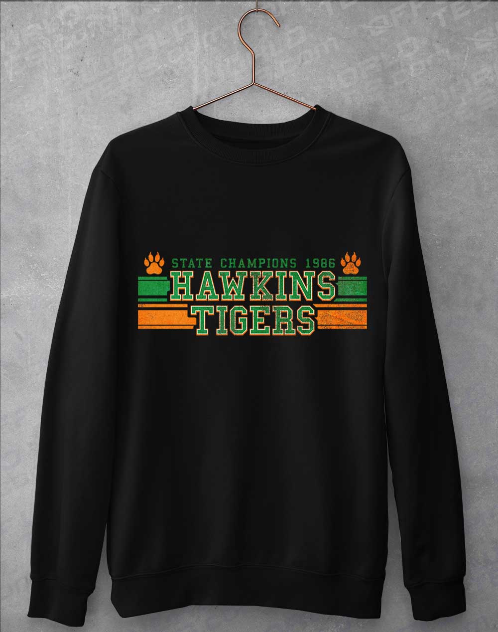 Jet Black - Hawkins Tigers State Champs 1986 Sweatshirt