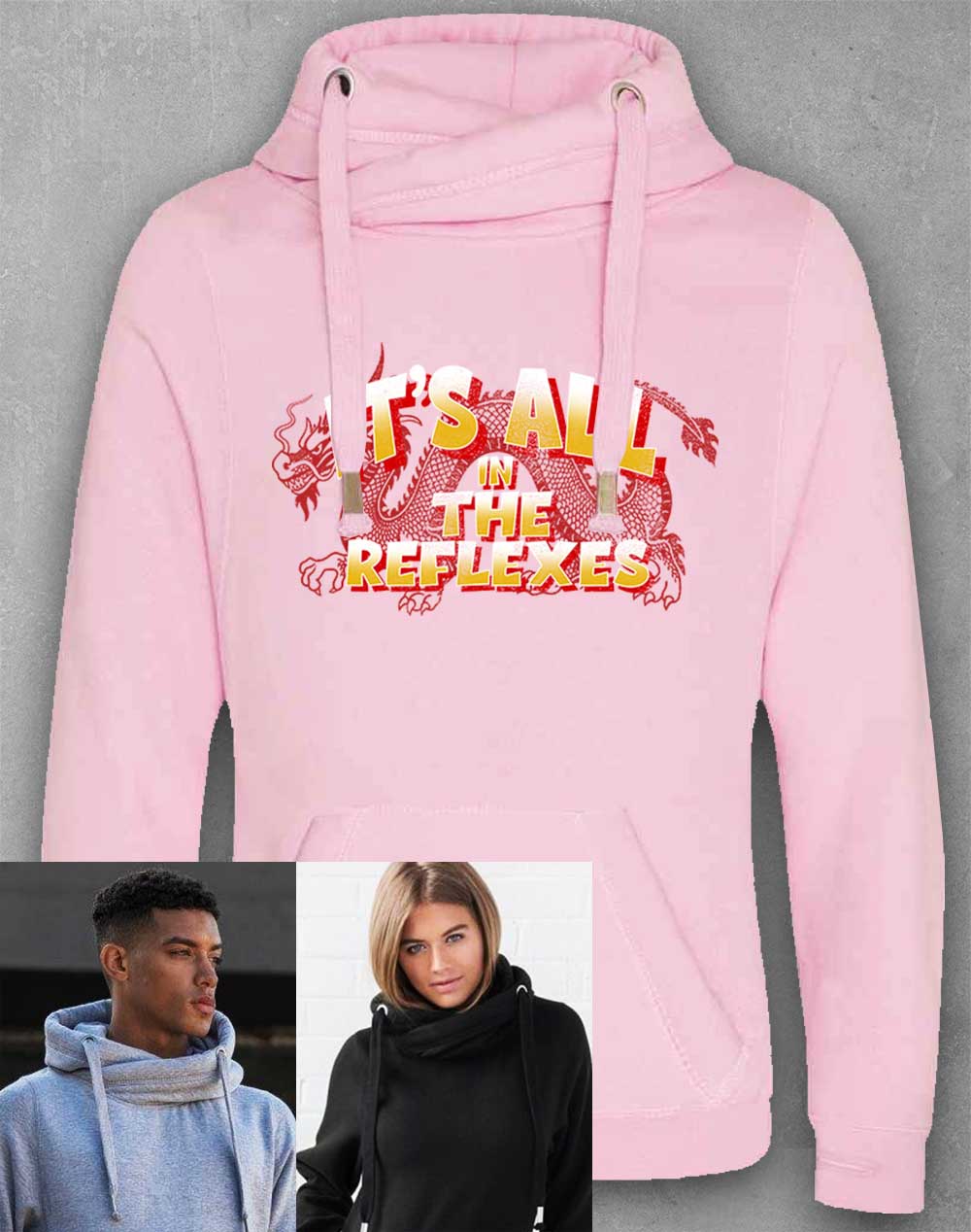Baby Pink - It's All in the Reflexes Chunky Cross Neck Hoodie