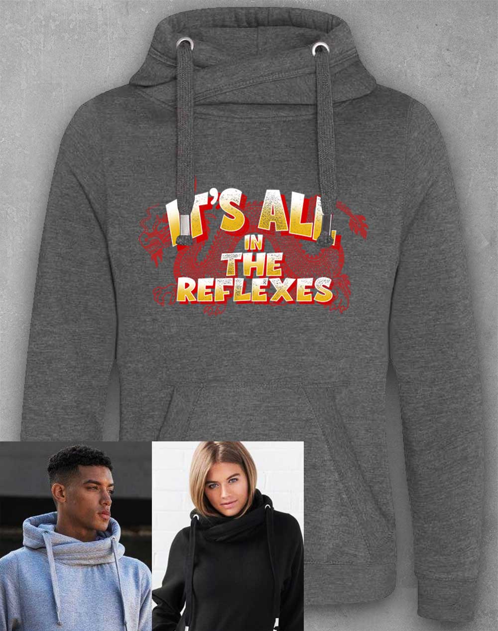 Charcoal - It's All in the Reflexes Chunky Cross Neck Hoodie
