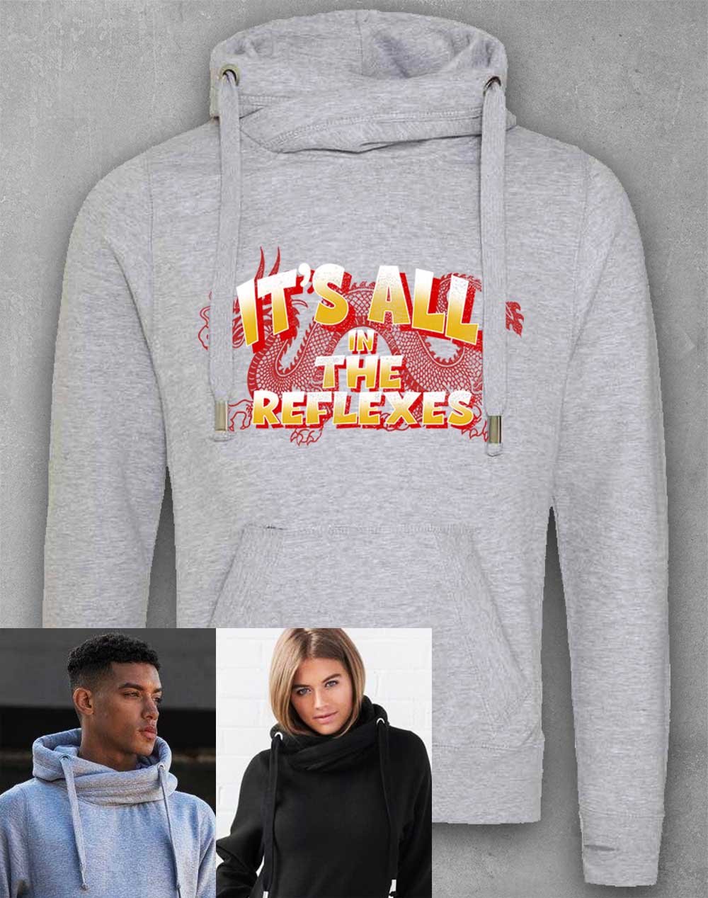 Heather Grey - It's All in the Reflexes Chunky Cross Neck Hoodie