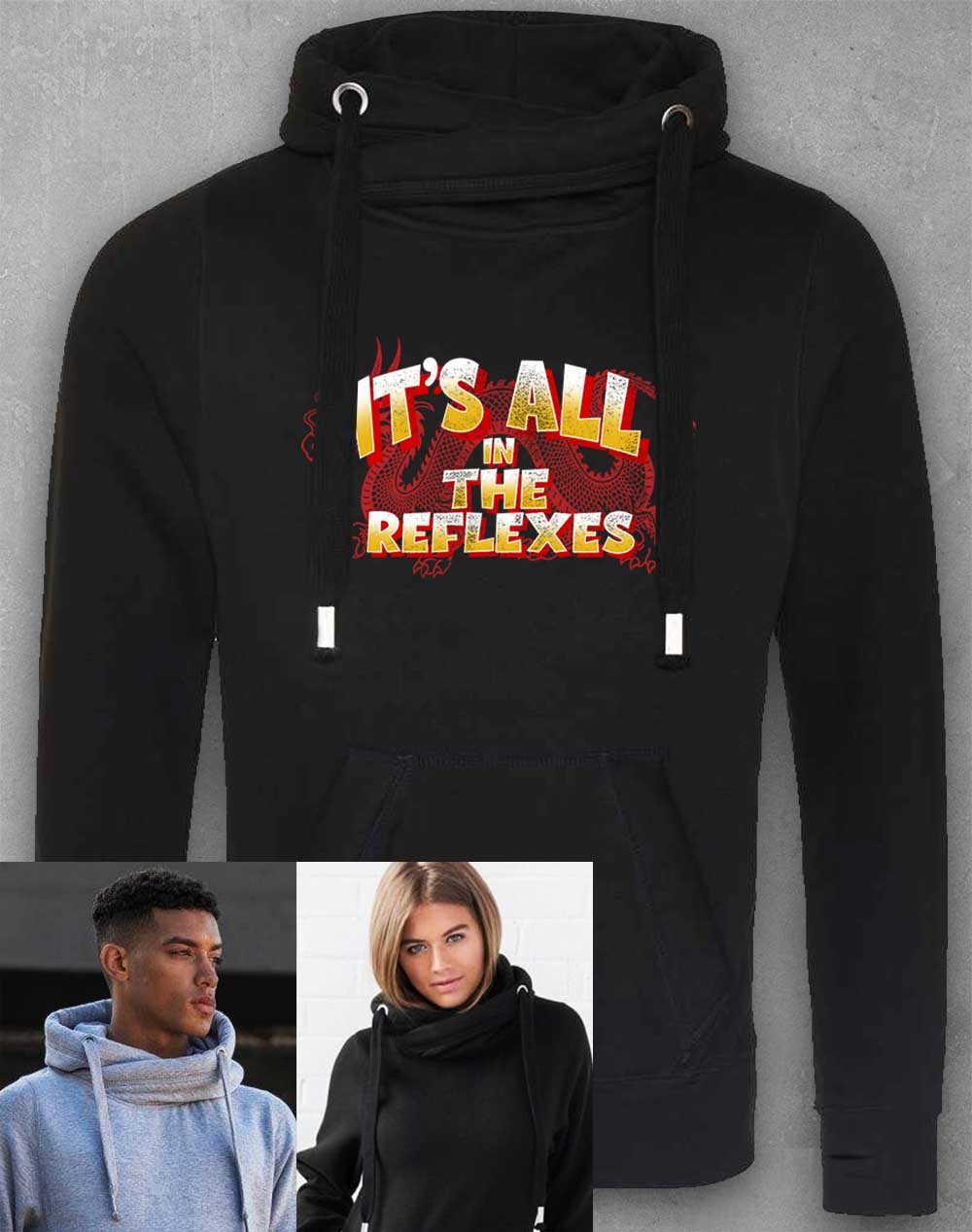 Jet Black - It's All in the Reflexes Chunky Cross Neck Hoodie