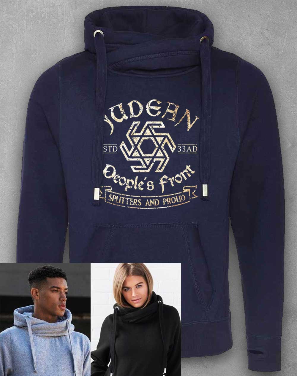 Oxford Navy - Judean People's Front Chunky Cross Neck Hoodie