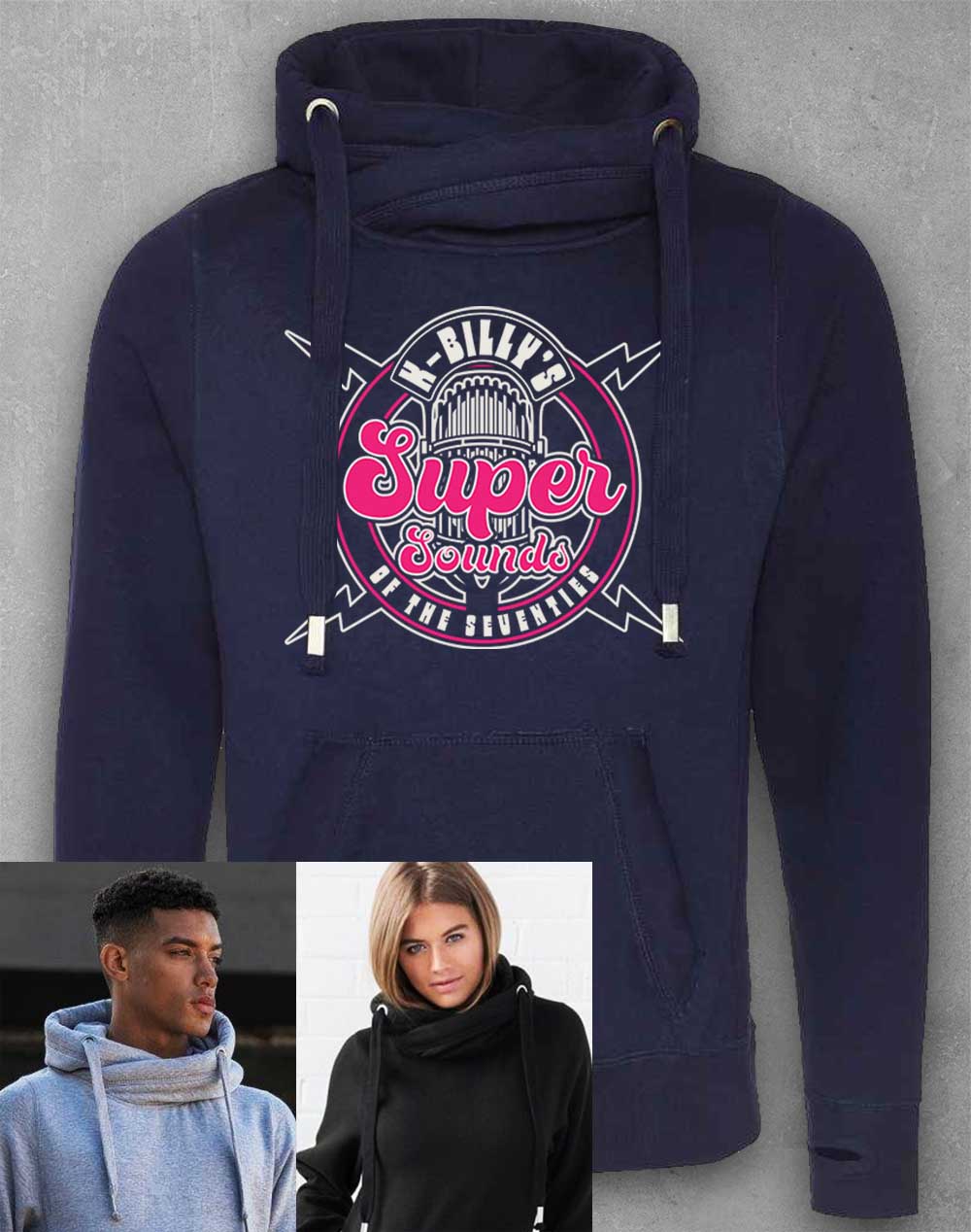 Oxford Navy - K-Billy's Super Sounds of the 70's Chunky Cross Neck Hoodie