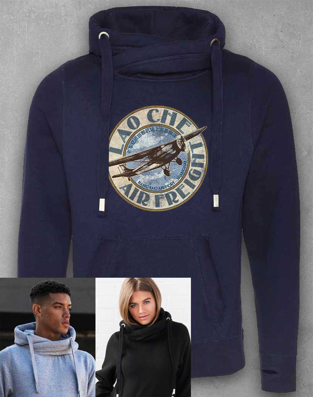 Oxford Navy - Lao Che Air Freight Chunky Cross Neck Hoodie