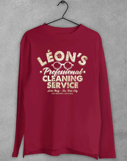 Cardinal Red - Leon's Professional Cleaning Long Sleeve T-Shirt