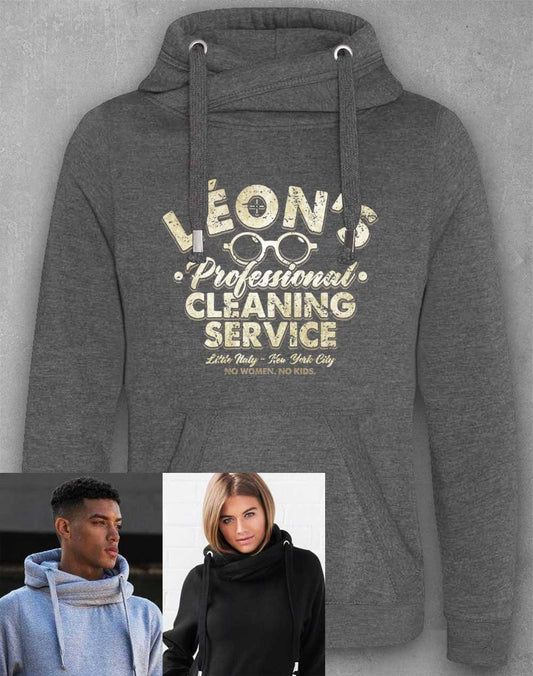 Charcoal - Leon's Professional Cleaning Chunky Cross Neck Hoodie