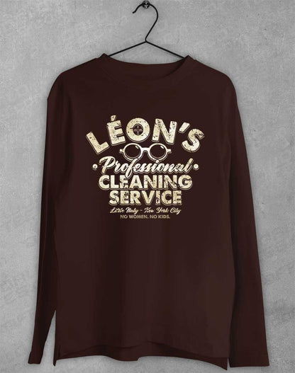 Dark Chocolate - Leon's Professional Cleaning Long Sleeve T-Shirt