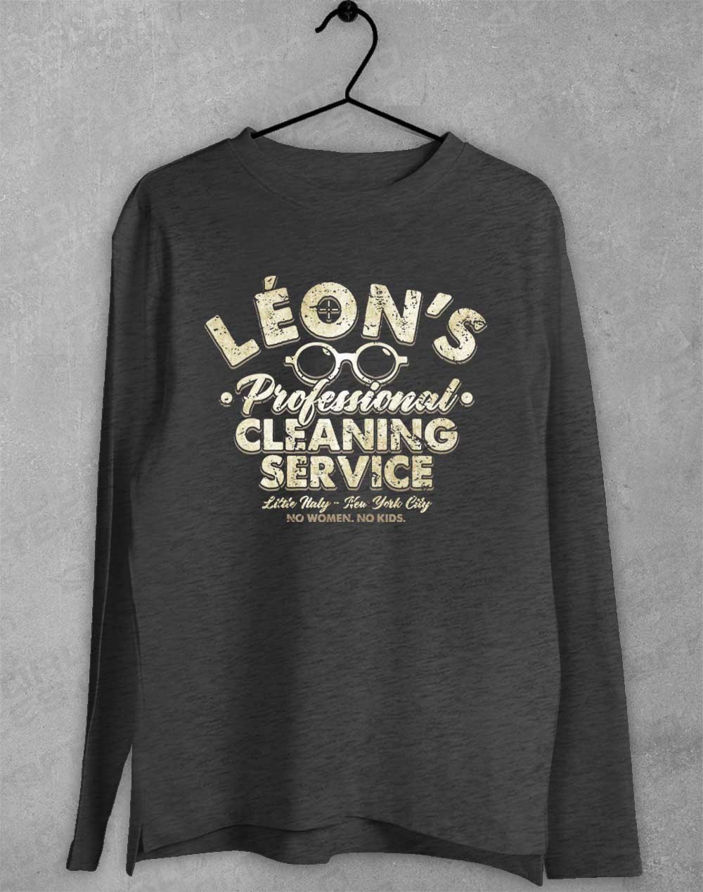 Dark Heather - Leon's Professional Cleaning Long Sleeve T-Shirt