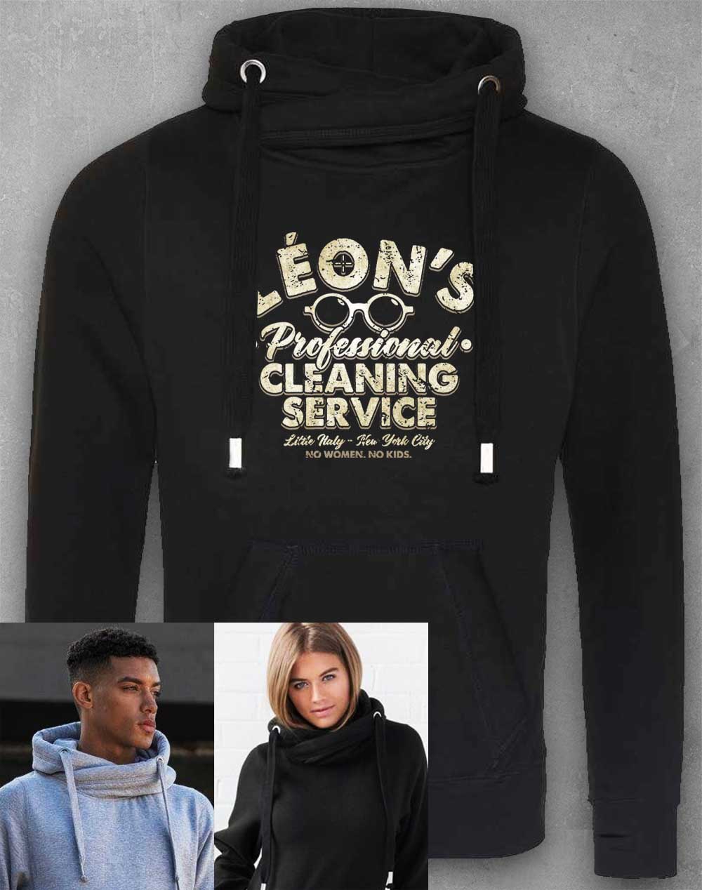 Jet Black - Leon's Professional Cleaning Chunky Cross Neck Hoodie