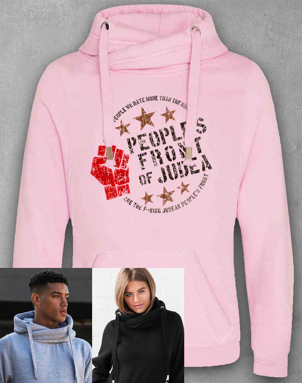 Baby Pink - People's Front of Judea Chunky Cross Neck Hoodie