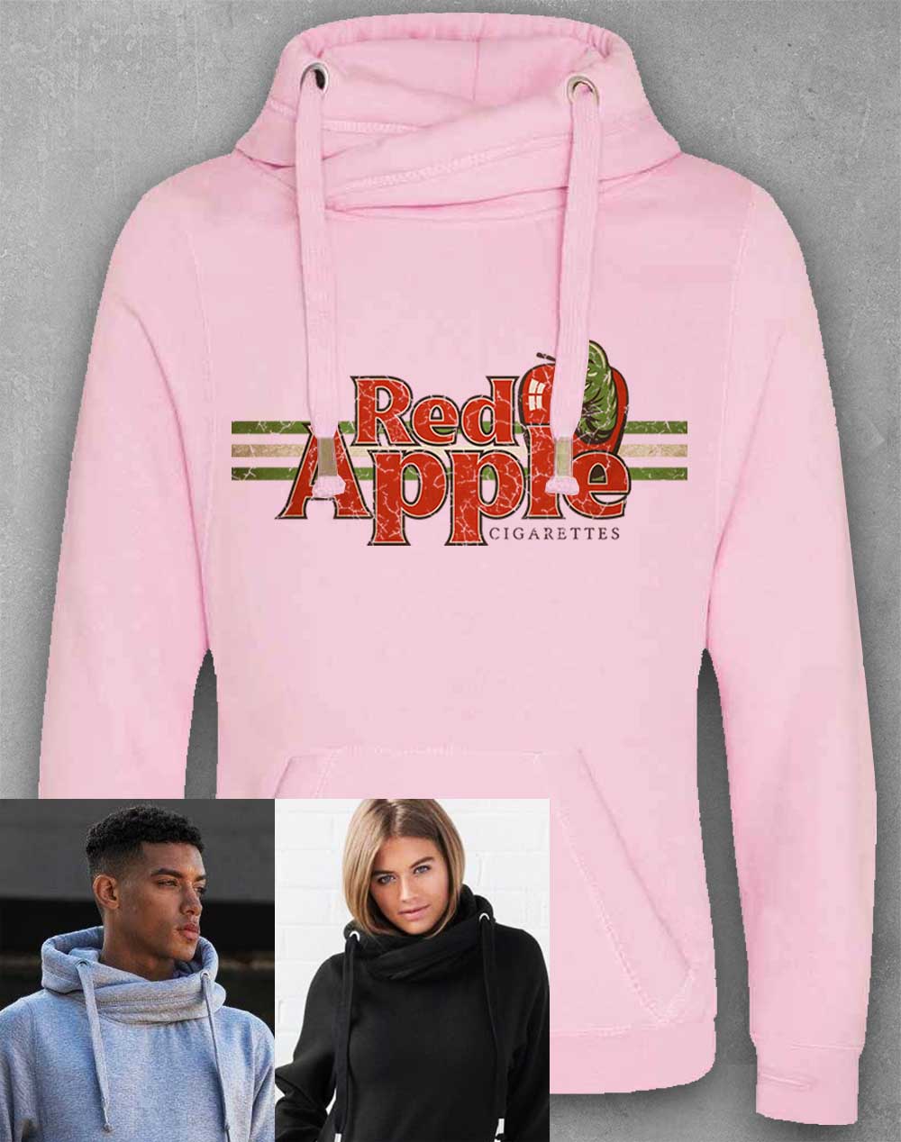 Baby Pink - Red Apple Cigarettes Chunky Cross Neck Hoodie