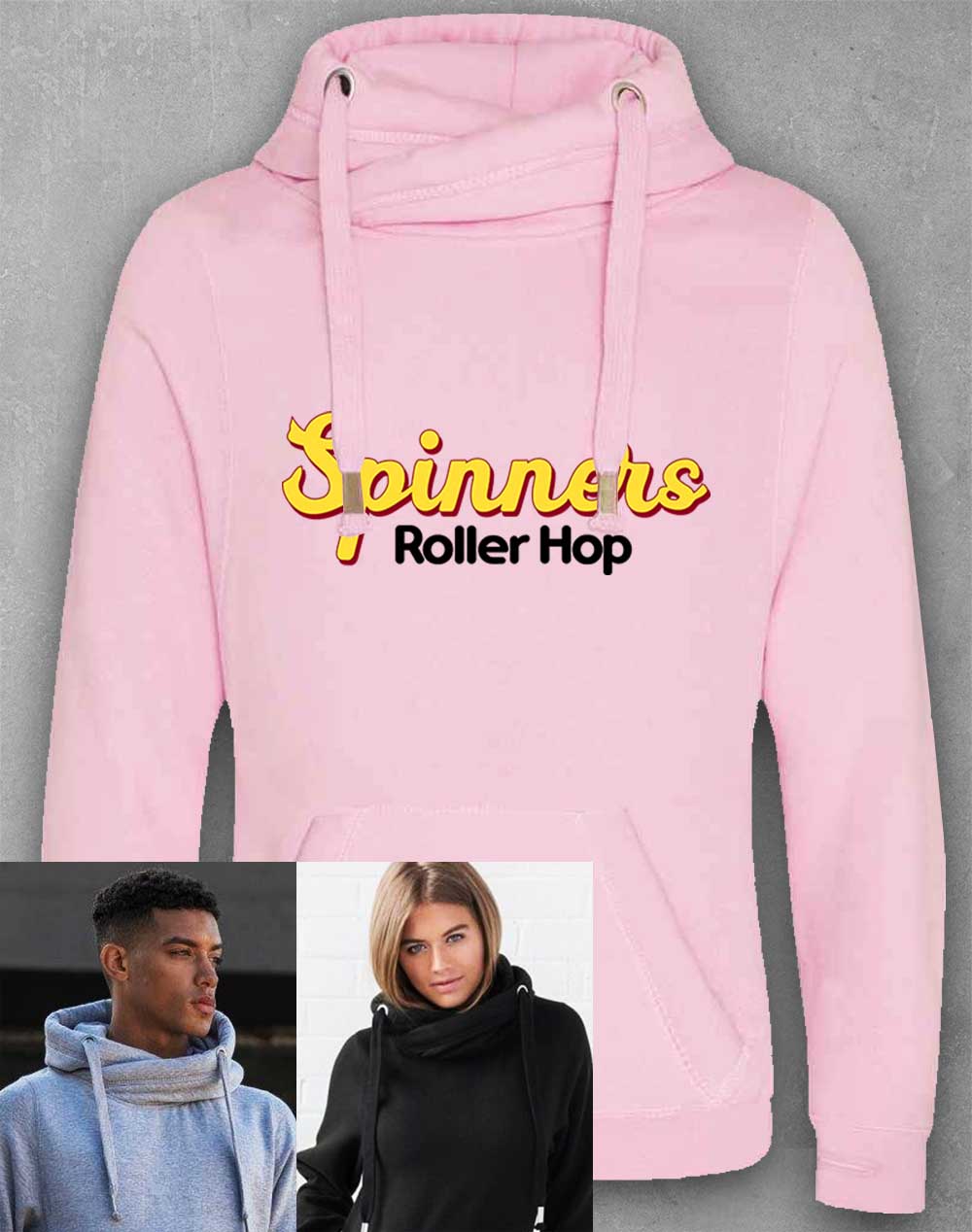 Baby Pink - Spinners Roller Hop Chunky Cross Neck Hoodie