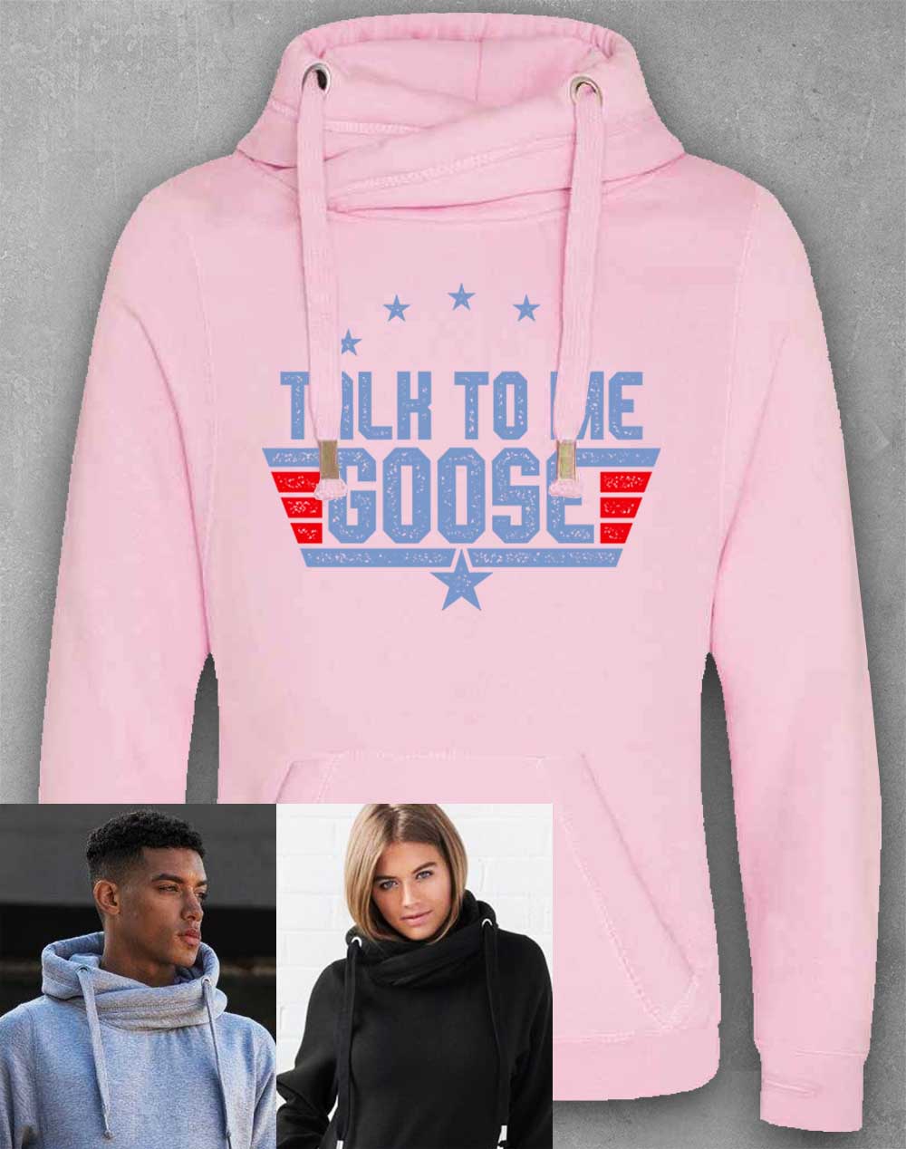 Baby Pink - Talk to me Goose Chunky Cross Neck Hoodie