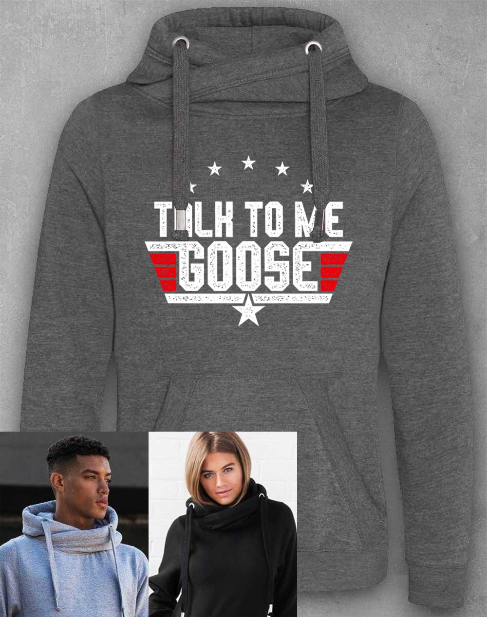 Charcoal - Talk to me Goose Chunky Cross Neck Hoodie