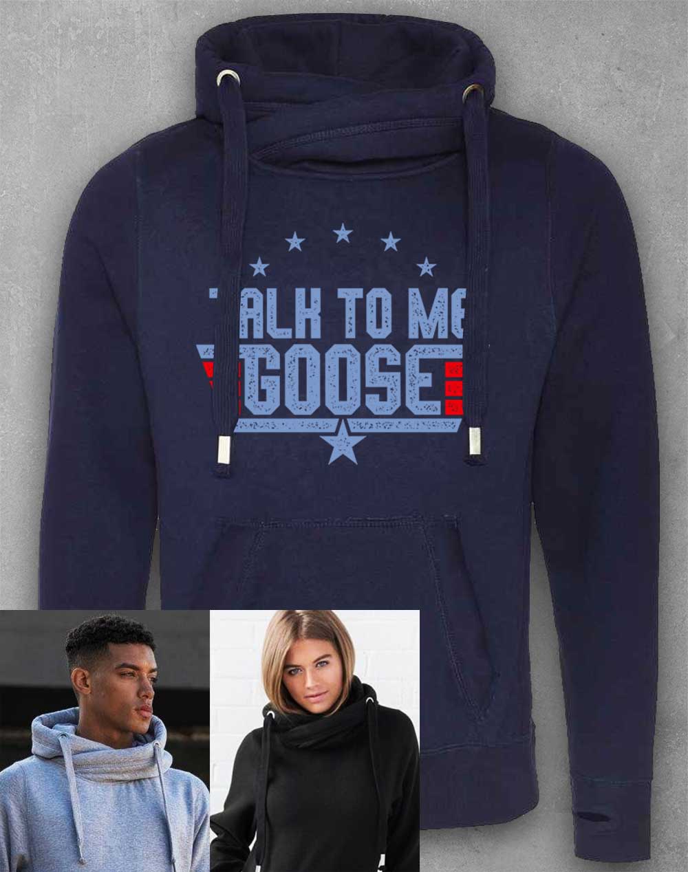Oxford Navy - Talk to me Goose Chunky Cross Neck Hoodie