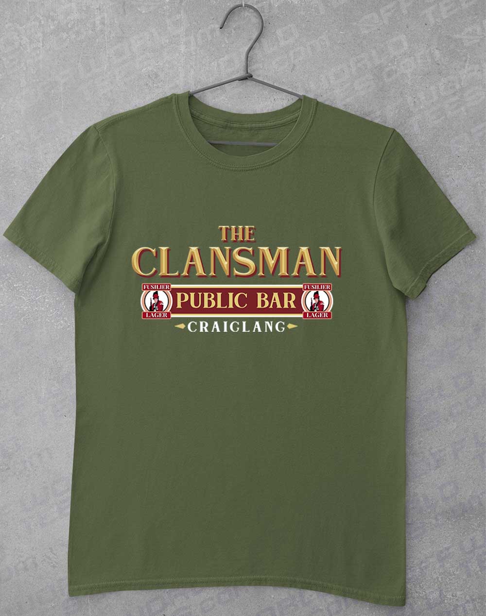 Military Green - The Clansman Pub Logo T-Shirt