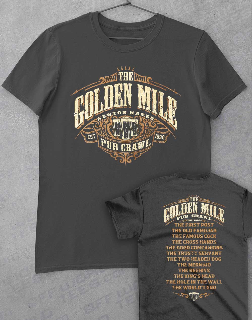 Charcoal - The Golden Mile Pub Crawl T-Shirt