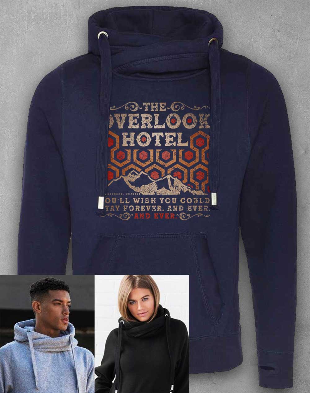 Oxford Navy - The Overlook Hotel Chunky Cross Neck Hoodie