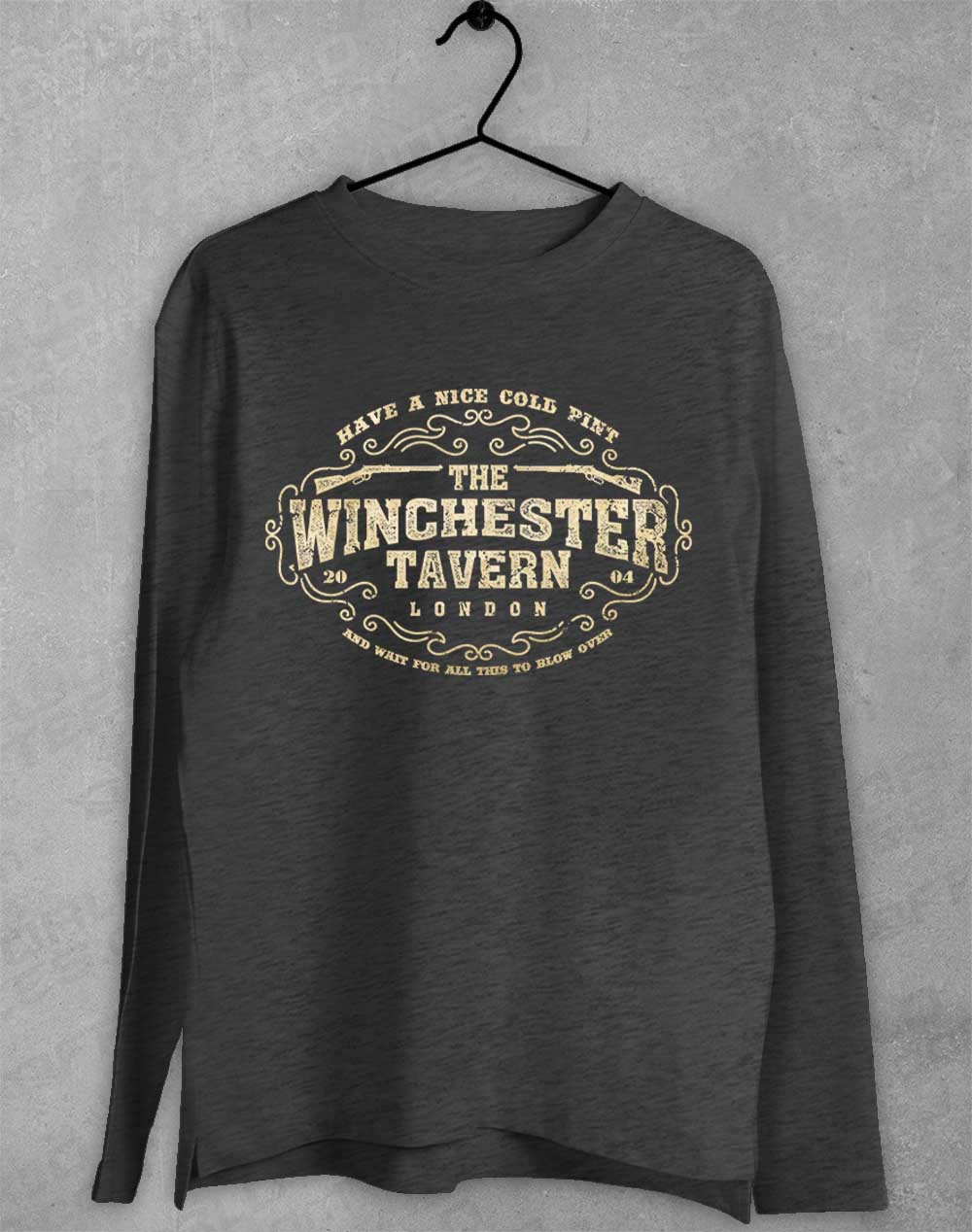 Dark Heather - The Winchester Tavern Long Sleeve T-Shirt